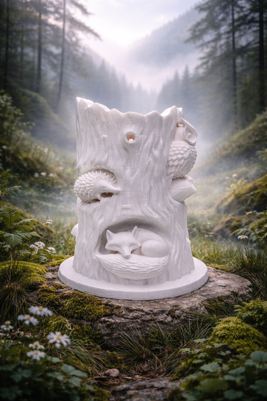 Tree Stump Pot 🌳✨ "Three Little Animals"