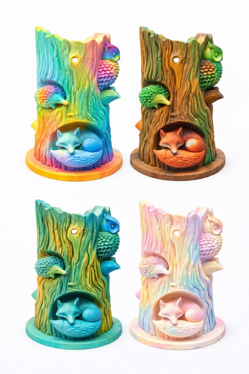 Tree Stump Pot 🌳✨ "Three Little Animals"