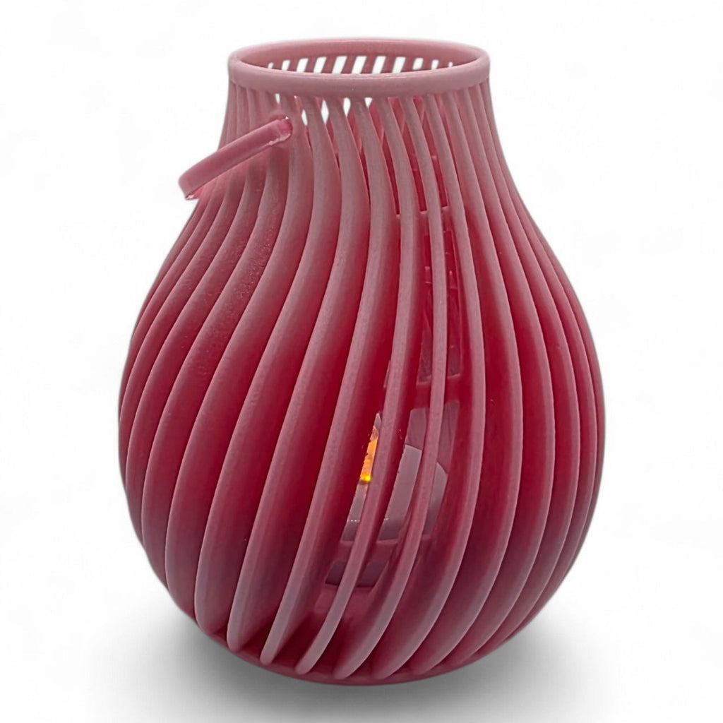 🕯️ Flow Spiral Candle Holder – Modern LED Light Lantern ✨ | Elegant Shadow Design | Pink