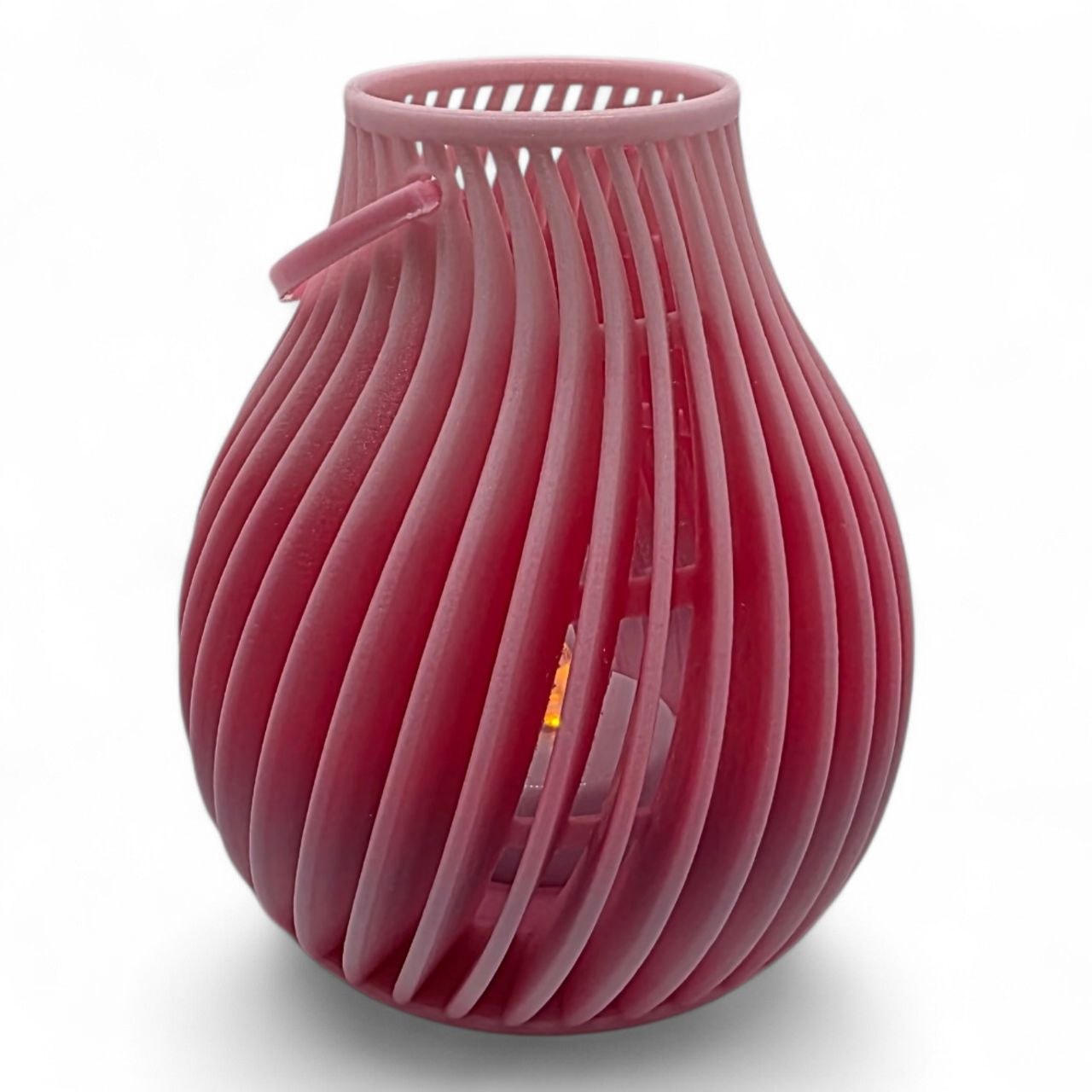 🕯️ Flow Spiral Candle Holder – Modern LED Light Lantern ✨ | Elegant Shadow Design | Pink