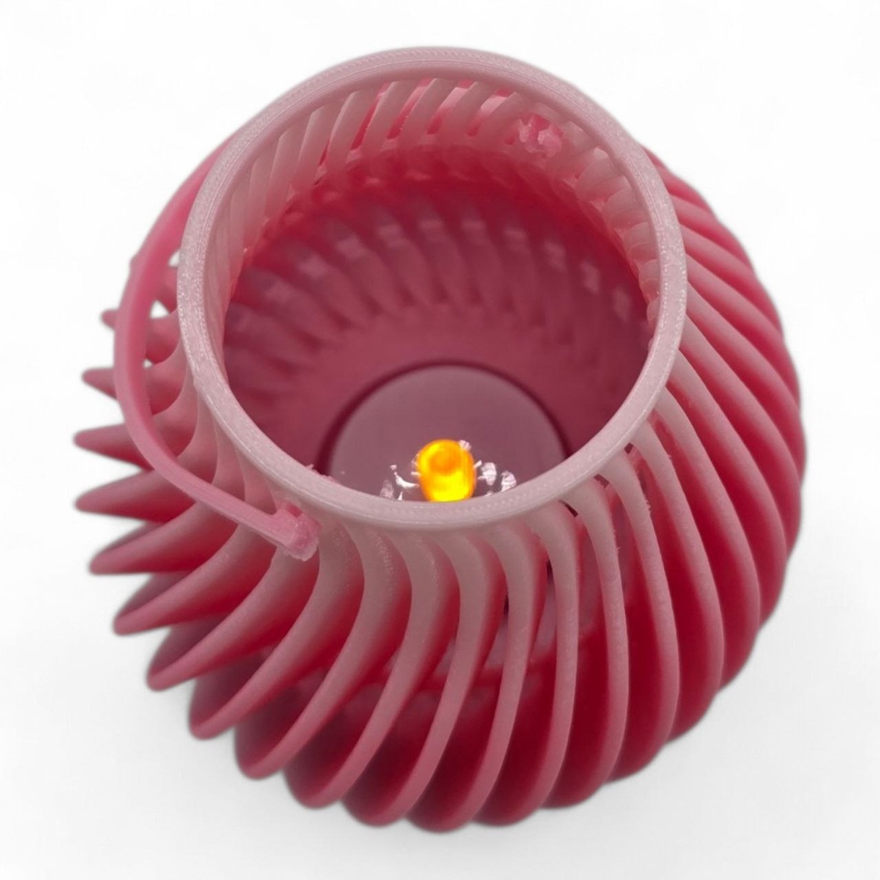 🕯️ Flow Spiral Candle Holder – Modern LED Light Lantern ✨ | Elegant Shadow Design | Pink
