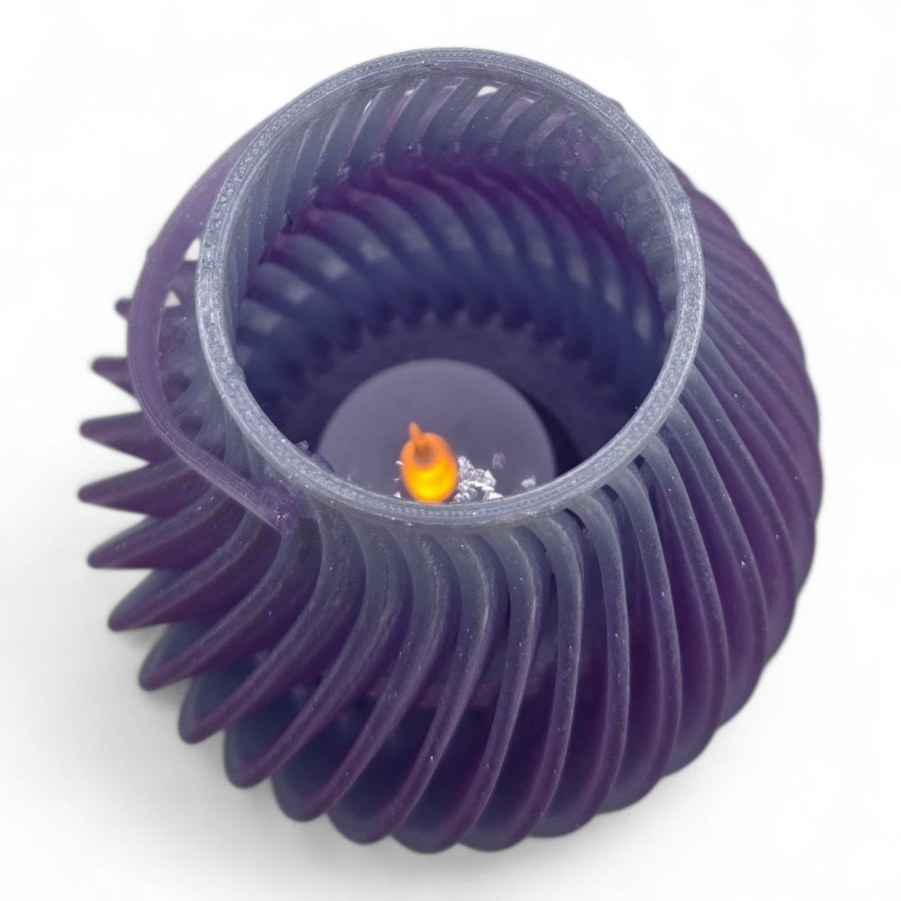 🕯️ Flow Spiral Candle Holder – Modern LED Light Lantern ✨ | Elegant Shadow Design | Violet