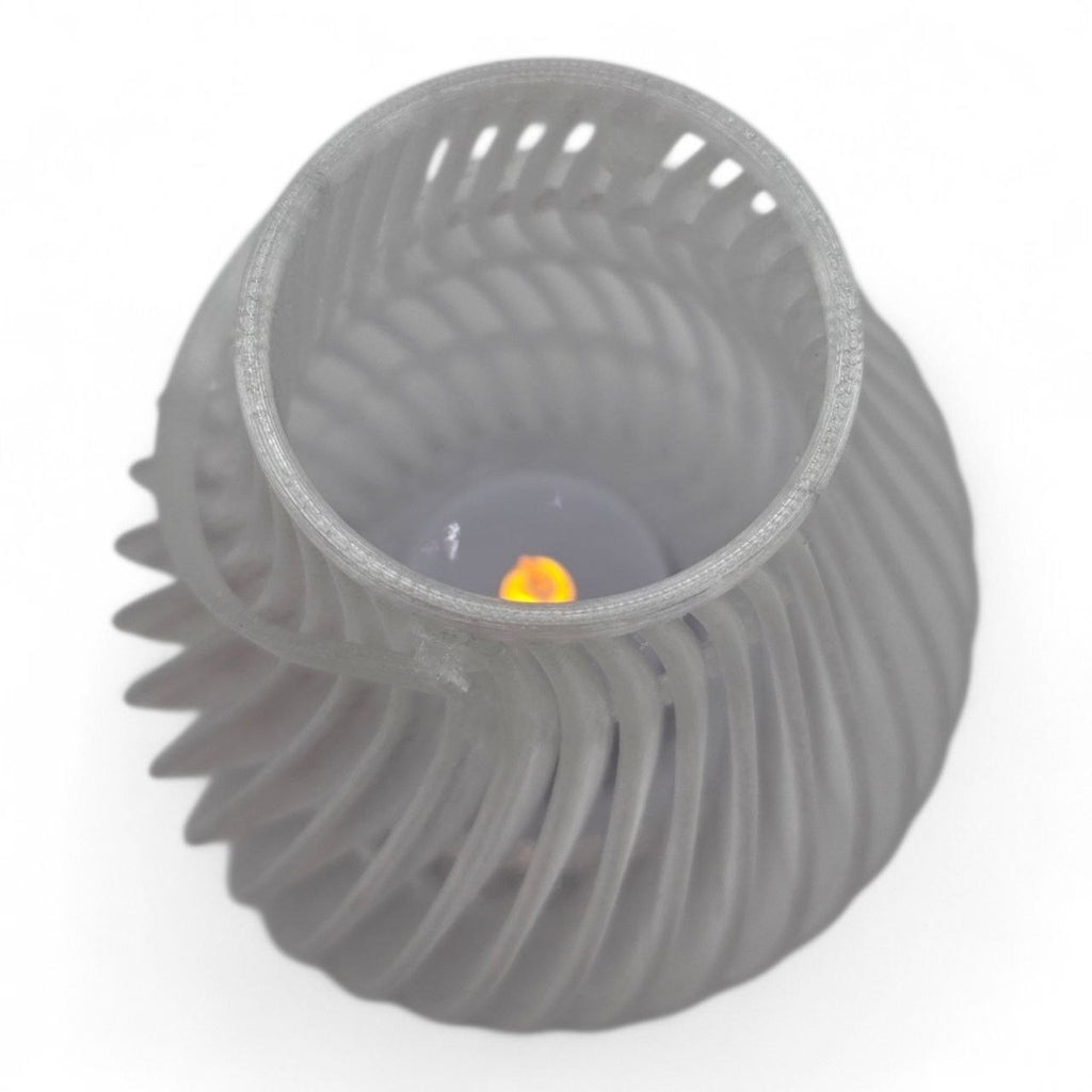 🕯️ Flow Spiral Candle Holder – Modern LED Light Lantern ✨ | Elegant Shadow Design | White