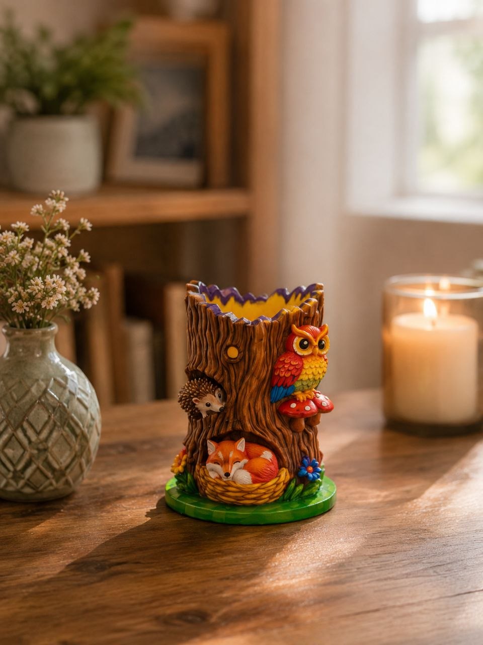 Tree Stump Pot 🌳✨ "Three Little Animals"